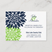 Elegant Green Navy Floral Burst Reception Kaarten (Voorkant)