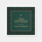 Elegant Green navy gold Plaid tartan Baby shower Servet (Voorkant)