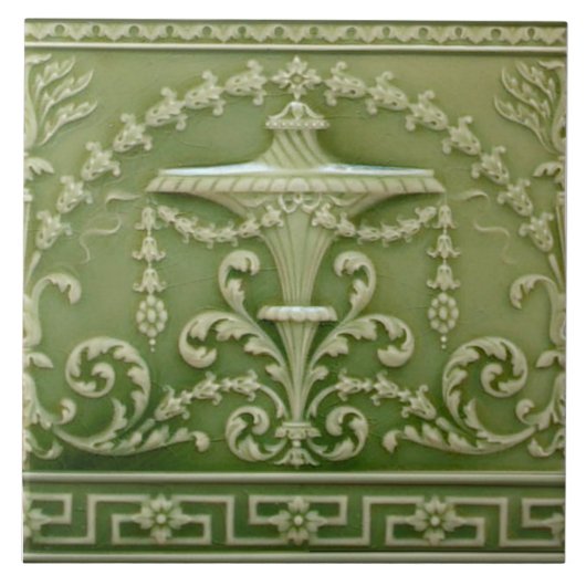 Elegant Green Neoclassieke Antiek Reproduction Tegeltje (Voorkant)