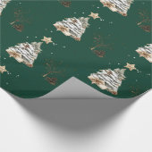 Elegant Green New Year Frosted Tree Cadeaupapier (Hoek)