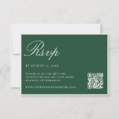 Elegant Green Old Money QR Code Wedding RSVP Kaartje (Voorkant)