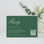 Elegant Green Old Money QR Code Wedding RSVP Kaartje (Staand voorkant)