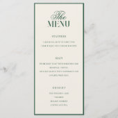 Elegant Green Old Money Wedding Menu (Voorkant)