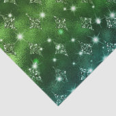 Elegant Green Ombre Glitter Celestial Pattern Tissuepapier (Detail)