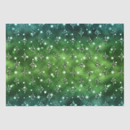 Elegant Green Ombre Glitter Celestial Pattern Tissuepapier (Voorkant)