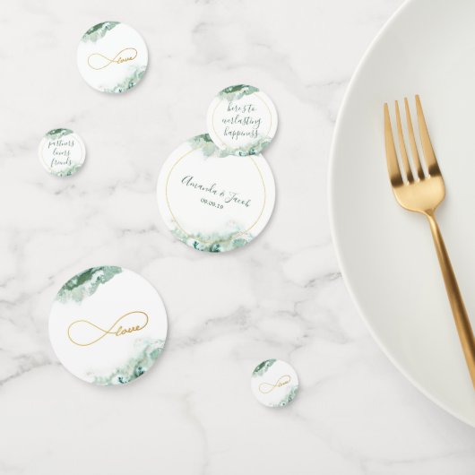 Elegant Green Ombre Marble Gold Love Infinedity Confetti (Groep)