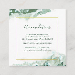 Elegant Green Ombre Marble Wedding Accommodatie Informatiekaartje