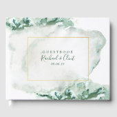 Elegant Green Ombre Marble Wedding Guestbook Gastenboek (Voorkant)