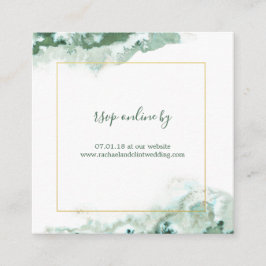 Elegant Green Ombre Marble Wedding RSVP-kaarten Informatiekaartje