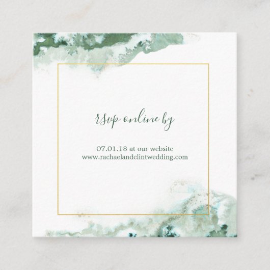 Elegant Green Ombre Marble Wedding RSVP-kaarten Informatiekaartje (Voorkant)