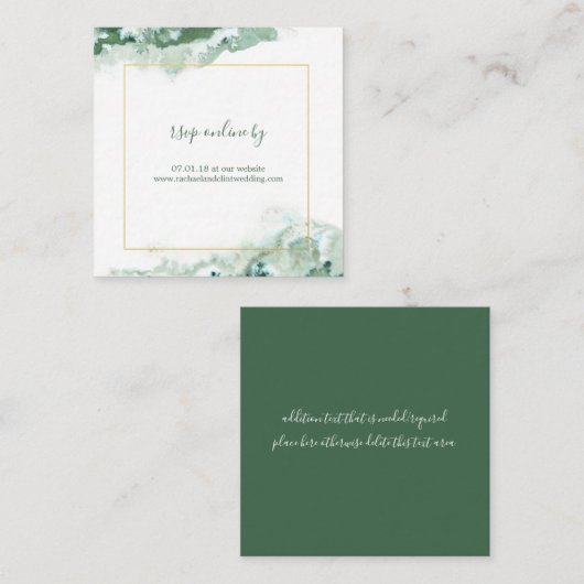 Elegant Green Ombre Marble Wedding RSVP-kaarten Informatiekaartje (Voorkant / Achterkant)