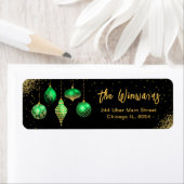 Elegant Green Ornament Christmas Etiket (Insitu)