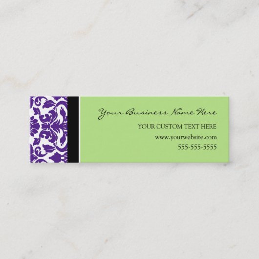 Elegant Green Paars Damask Visitekaartjes (Voorkant)