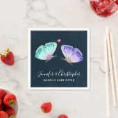 Elegant Green & Paarse Waterverf Butterflies Servet (Insitu)