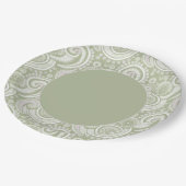 Elegant Green Paisley Border Papieren Bordje (Gekanteld)