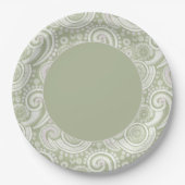 Elegant Green Paisley Border Papieren Bordje (Voorkant)
