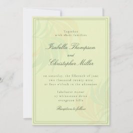 Elegant Green Palm Wedding Invitation Kaart