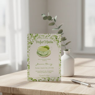 Elegant Green Pattern Perfect Matcha vrijgezellenf Kaart