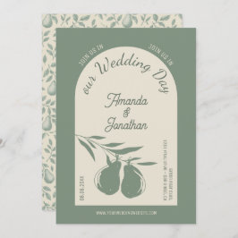 Elegant Green Pear Wedding Kaart