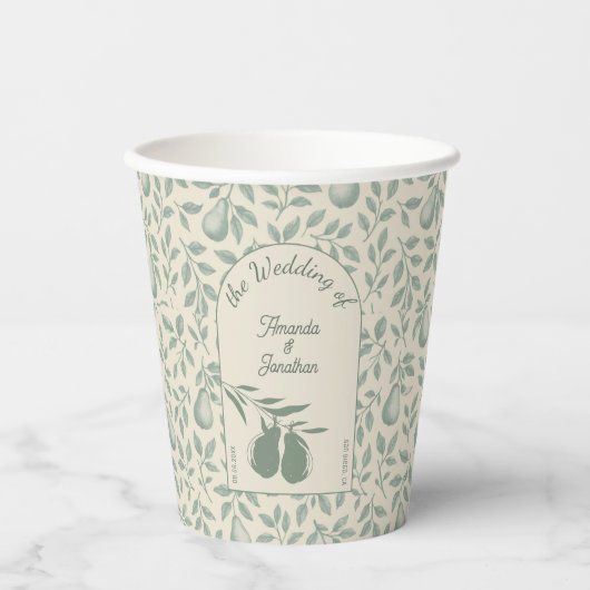 Elegant Green Pear Wedding Papieren Bekers (Voorkant)