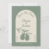 Elegant Green Pear Wedding Save the Date Kaart (Voorkant)