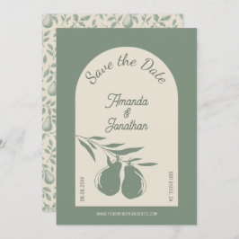 Elegant Green Pear Wedding Save the Date Kaart