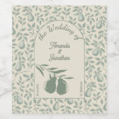 Elegant Green Pear Wedding Welcome Sign Wijn Etiket (Enkel label)