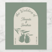 Elegant Green Pear Wedding Welcome Sign Wijn Etiket (Enkel label)