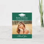 Elegant Green Persoonlijk Afstuderen Foto Bedankkaart (Voorkant)