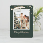 Elegant Green Photo Christmas Cards Feestdagenkaart (Staand voorkant)