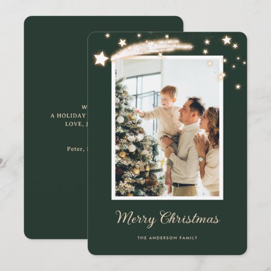 Elegant Green Photo Christmas Cards Feestdagenkaart (Voorkant / Achterkant)