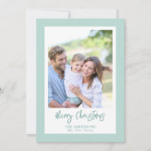 Elegant Green Photo Pattern Script Christmas Feestdagenkaart (Voorkant)