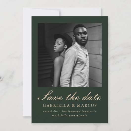 Elegant Green Photo Wedding Save the Date (Voorkant)