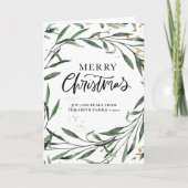 Elegant Green Pine Foliage Gold Confetti Greenery Feestdagen Kaart (Voorkant)