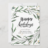 Elegant Green Pine Foliage Gold Confetti Greenery Feestdagenkaart (Voorkant)