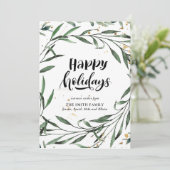 Elegant Green Pine Foliage Gold Confetti Greenery Feestdagenkaart (Staand voorkant)