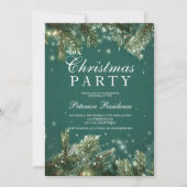 Elegant green pine snowy Holiday Christmas party Kaart (Voorkant)