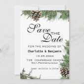 Elegant Green Pine Tree Winter Save the Date (Voorkant)