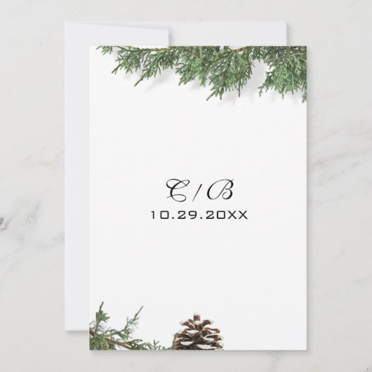 Elegant Green Pine Tree Winter Save the Date (Achterkant)