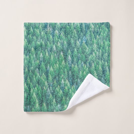 Elegant Green Pine Trees Artwork | Handdoekset Bad Handdoek (Wasdoekje)