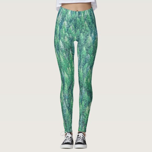 Elegant Green Pine Trees Artwork | Leggings (Voorkant)