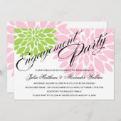Elegant Green Pink Floral Burst Engagement Party Kaart (Voorkant / Achterkant)