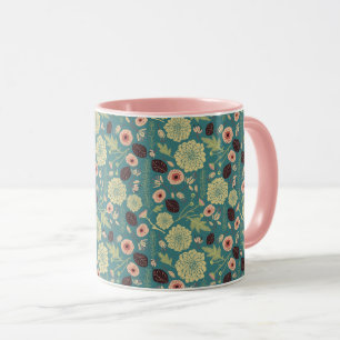 Elegant Green Pink Floral Pattern Mok
