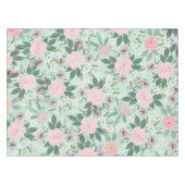 Elegant Green Pink Floral Waterverf Painting Tafelkleed (Voorkant (Horizontaal))
