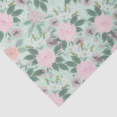 Elegant Green Pink Floral Waterverf Painting Tissuepapier (Detail)