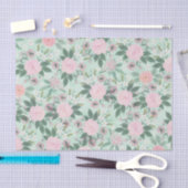 Elegant Green Pink Floral Waterverf Painting Tissuepapier (Craft)