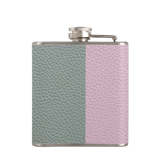 Elegant Green Pink Leather Monogram Heupfles (Achterkant)