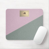 Elegant Green Pink Leather Monogram Muismat (Met muis)