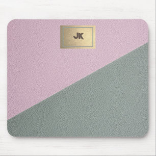 Elegant Green Pink Leather Monogram Muismat