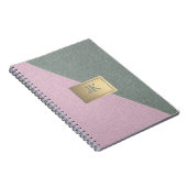 Elegant Green Pink Leather Monogram Notitieboek (Rechterzijde)
